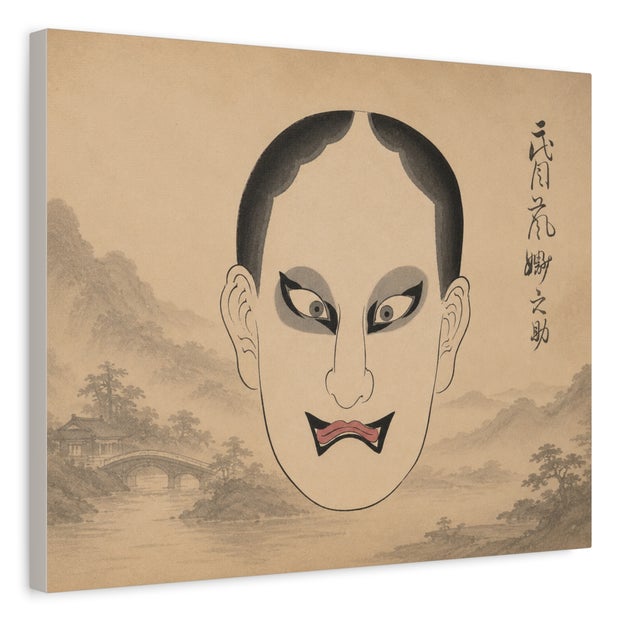 Atelier Aria Lumae Traditional Japanese Kabuki Theater Face Masks Fine Art Gallery Board Five Piece Set For Sale - Image 12 of 18