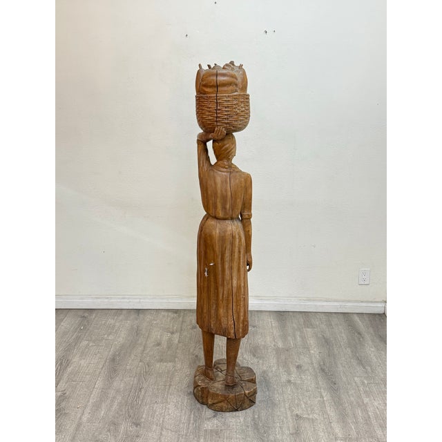 Life-Size Haitian Solid Wood Statue For Sale - Image 9 of 9