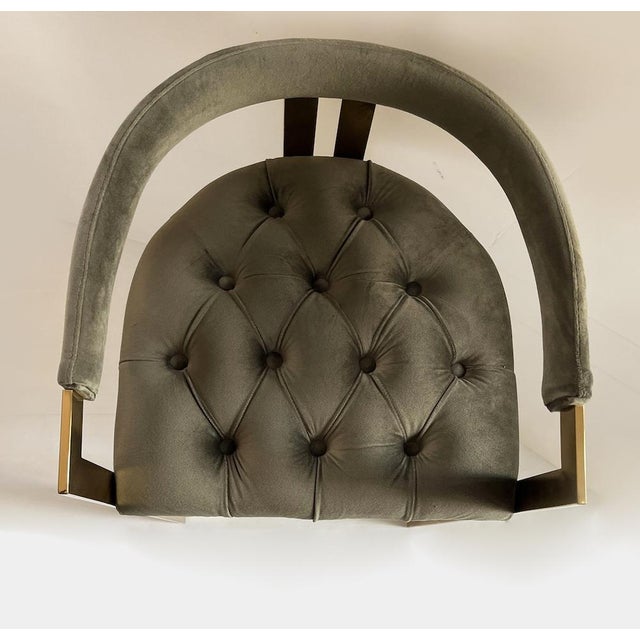 Olive Vintage Stool with Backrest For Sale - Image 8 of 11