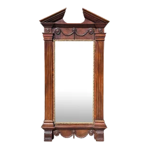 Regency Style Burton-Ching Walnut & Giltwood Antiqued Mirror