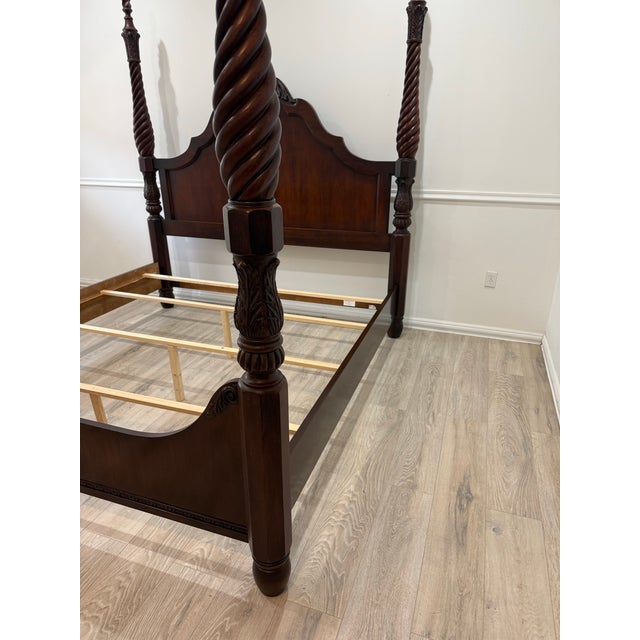 Thomasville Thomasville King Size Mahogany Cherry Four Poster Bed For Sale - Image 4 of 12