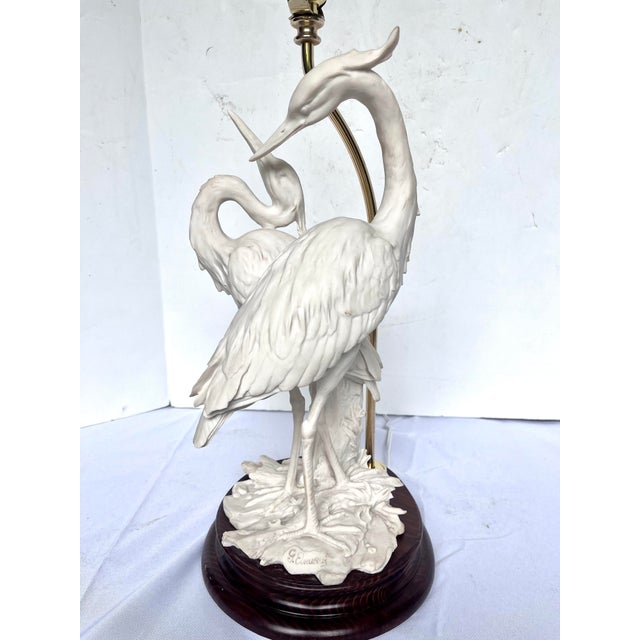 Vintage Giuseppe Armani Porcelain Heron Table Lamp - Hollywood Regency For Sale - Image 9 of 18