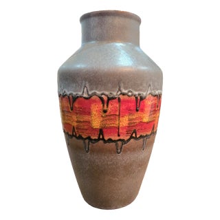 German Fat Lava Glazed Ceramic Vase, Germany, 1960s-1970s For Sale