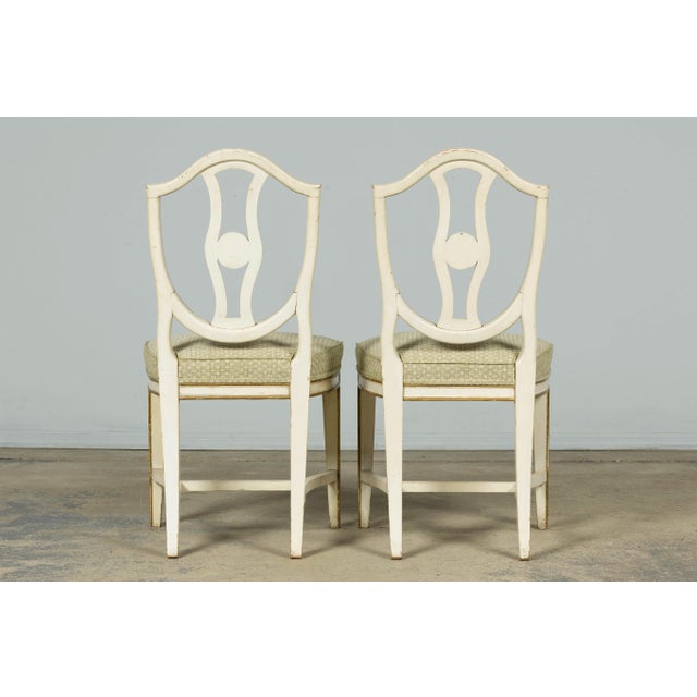 Set of 8 Late 19th Century Gustavian Style Chairs in Olive Green Floral Fabric For Sale - Image 18 of 18