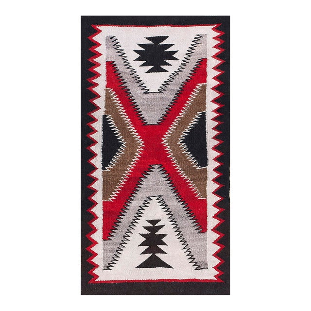 Versatile Red Color With Splendid Geometric Design Antique American Navajo Rug For Sale