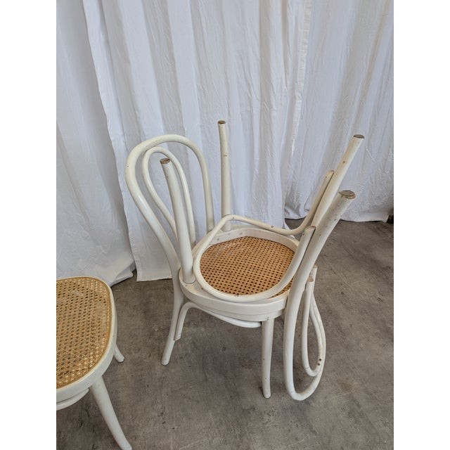 Vintage White Wood Dining Chairs with Cane Seats, 1970s, Set of 4 For Sale - Image 17 of 18