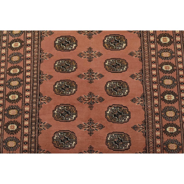 2020s Bokhara Rug 3’11” X 6’6” Pink Wool Tribal Hand-Knotted Oriental Carpet For Sale - Image 5 of 11