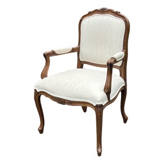 Louis XV Style Carved Walnut Fauteuil Chair For Sale
