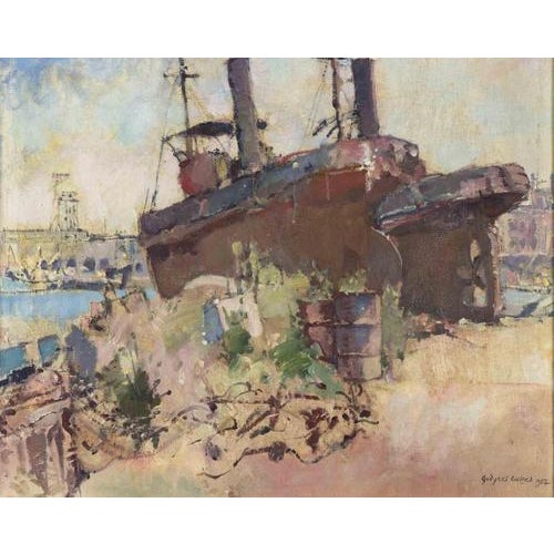 Oil on canvas realized in 1957. Hand signed and dated. includes a modern silvered wooden frame. Very good condition. This...