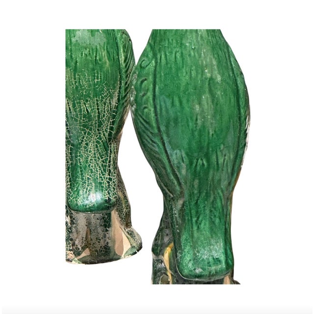 Pair of Antique Green Glazed Sancai Chinese Parrots For Sale In West Palm - Image 6 of 6