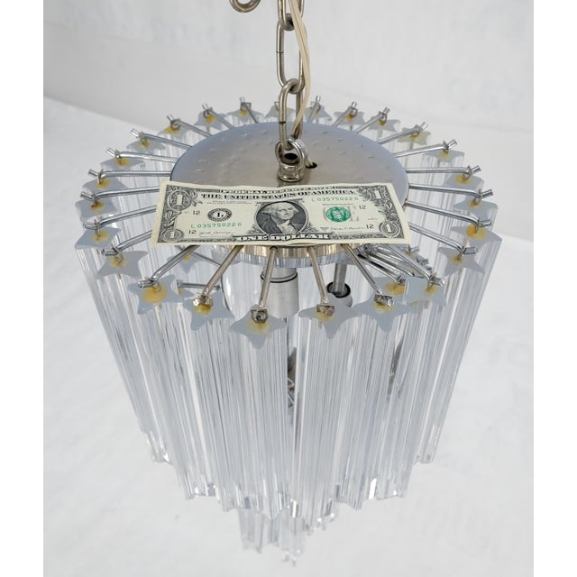 1980s Mid Century Spiral Tier Swirling Chandelier with Murano Glass Triedri Prisms For Sale - Image 9 of 10