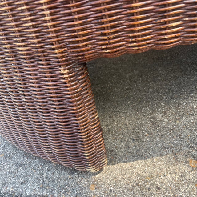 Round Wicker Coffee Table For Sale - Image 10 of 12
