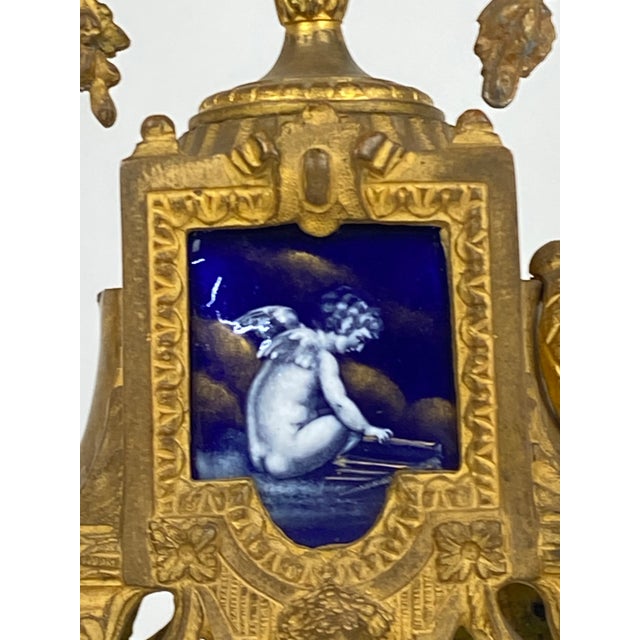 Gold Gilt Bronze and Sèvres Porcelain Candleholders, Set of 2 For Sale - Image 8 of 13
