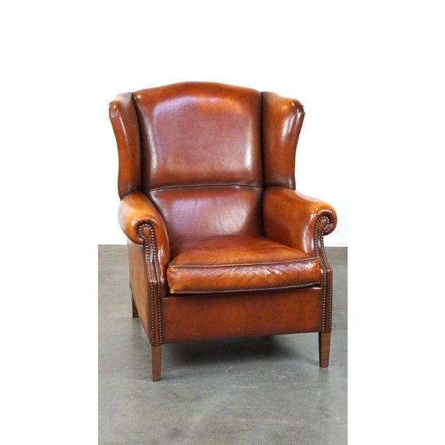 Leather Wing Chair with Great Patina For Sale - Image 12 of 12