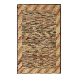 Contemporary Gabbeh Trista Blue/Beige Wool Rug - 3'4'' X 4'8'' For Sale
