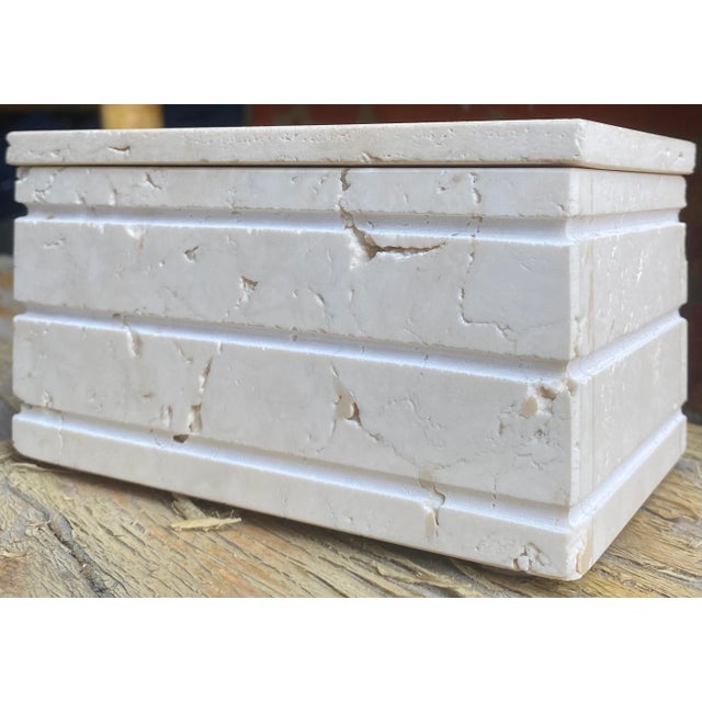 Minimalist Organic Modern Travertine Box For Sale - Image 11 of 11