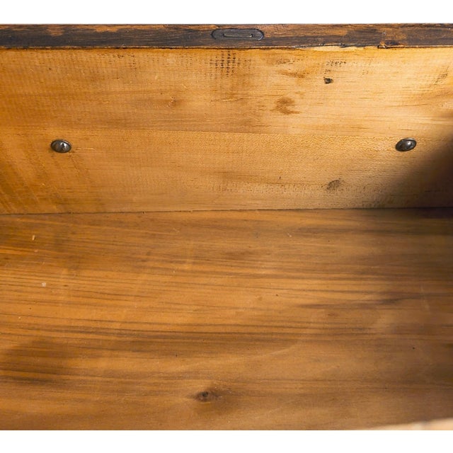 Brown Antique St. Louis Holtgrewe-Vornbrock 3-Drawer Wood Chest With Original Label & Original Wood Wheel Casters For Sale - Image 8 of 16