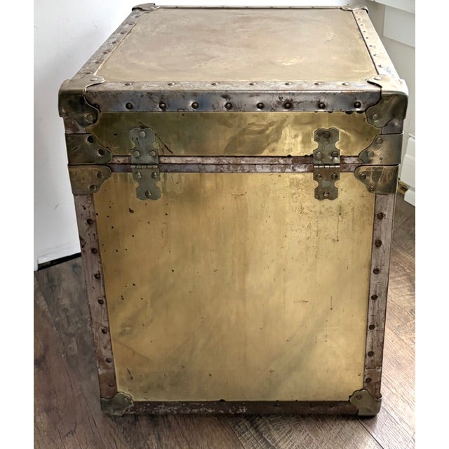 Brass Mid Century Cedar Lined Brass Storage Box, Side Table For Sale - Image 8 of 8
