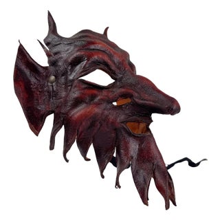 Vintage Venetian Style Handcrafted Leather Mythological Satyr Mask, Italy, 1970s For Sale
