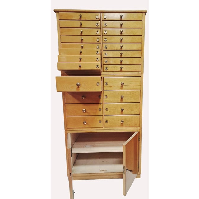 Vintage Italian Filing Cabinet in Beech Wood, 1950s For Sale - Image 4 of 9
