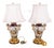 1950s Pair of Dresden Style Urn-Shaped Hand Gilt Porcelain Table Lamps For Sale