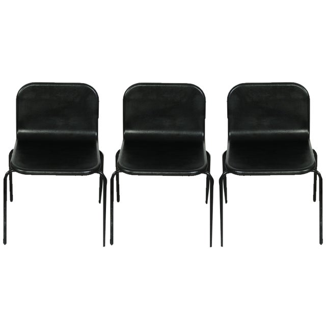 Iron and Rubber Chairs, 1980s, Set of 10 For Sale