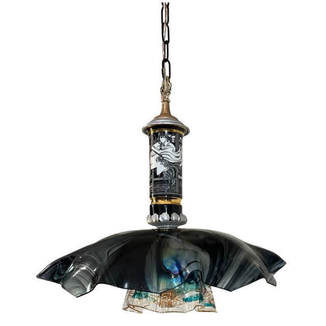 Mid 20th Century Hollohaza Porcelain Pendant Light For Sale - Image 13 of 18
