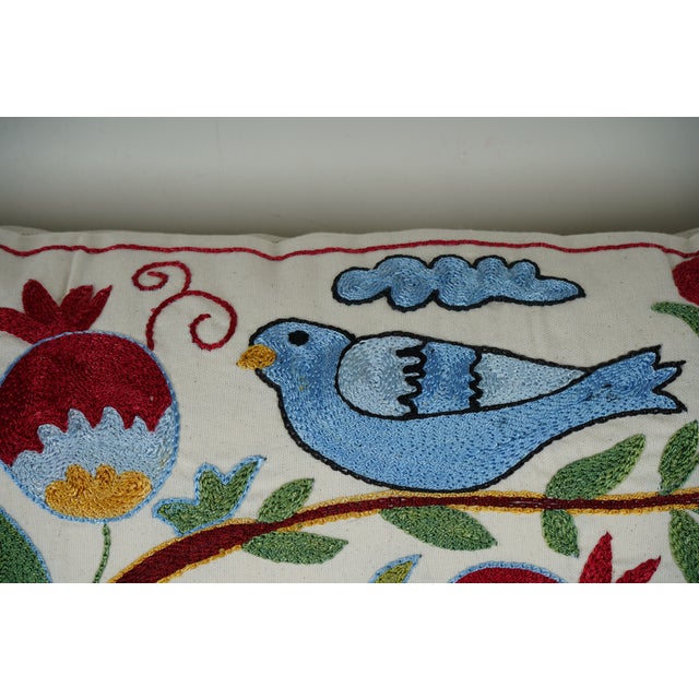 Tree of Life Suzani Pillow Cover, Uzbek Cotton, Vintage Handmade (16'' X 34'') For Sale - Image 4 of 5