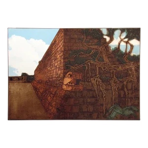 Dean Meeker "Ball Court #2" Hand Signed Numbered Intaglio Art Collagraph
