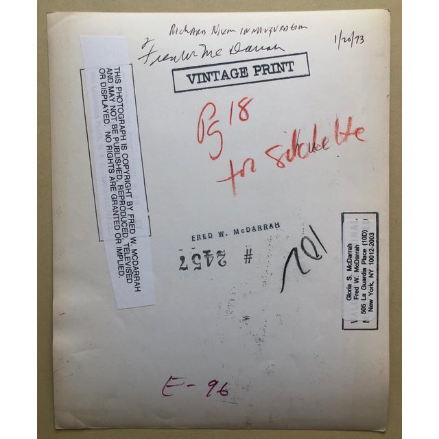 Fred McDarrah, Vintage Print Silver Gelatin Signed Photo President Richard Nixon Innaugural, 1992 For Sale - Image 4 of 7