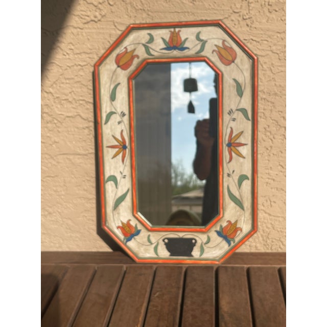 Folk Art Folk Art Spanish Moorish Influence Hand Painted Mirror For Sale - Image 3 of 8