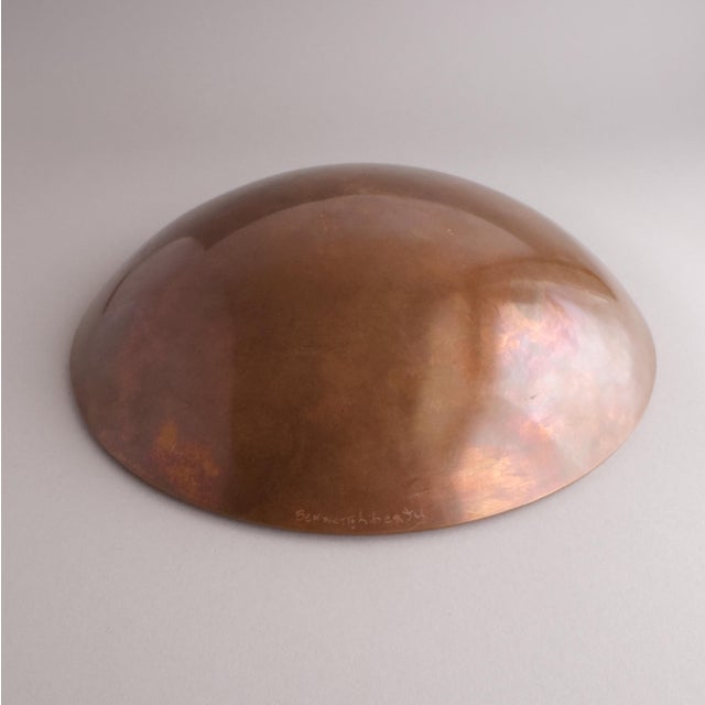 Late 20th Century Signed Copper and Black Stingray Shagreen Vide Poche Bowl With Pearl For Sale - Image 4 of 8