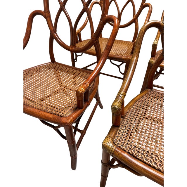 Mid 20th Century McGuire Bamboo and Rattan Dining Chairs - Set of 6 For Sale - Image 9 of 12