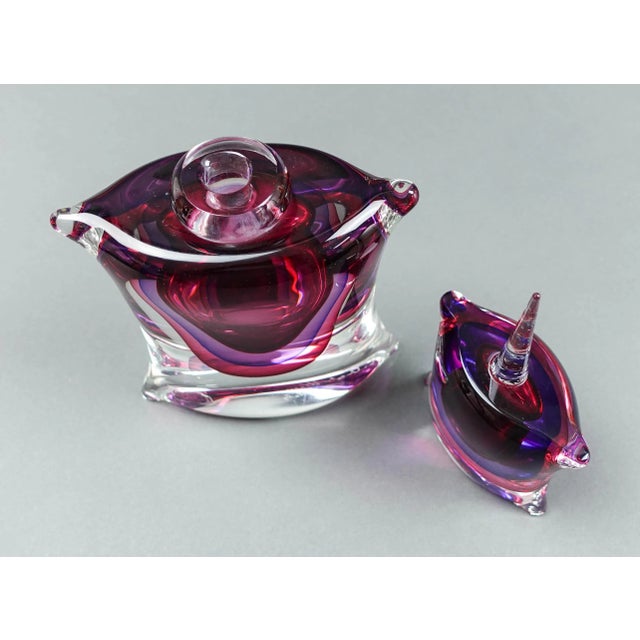 Mid 20th Century Luigi Onesto Signed Oggetti Murano Italy Sommerso Glass Decanter Perfume Bottle For Sale In Miami - Image 6 of 10