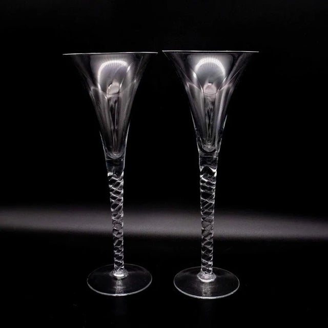 1970s Mid-Century High-Stemmed Champagne Flutes Gallo attributed to Villeroy & Boch, 1970s, Set of 2 For Sale - Image 5 of 5