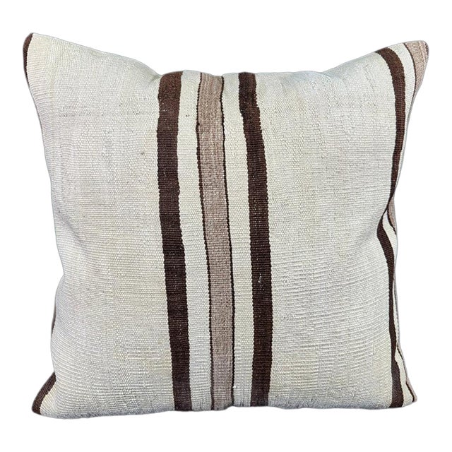Turkish Hemp Pillow Cushion Natural Beige Brown Pillow Cushion Cover 24"x24" For Sale