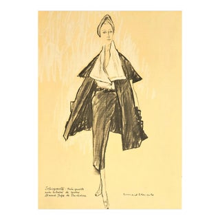 1950 French Mid-Century Elsa Schiaparelli Fashion Print For Sale