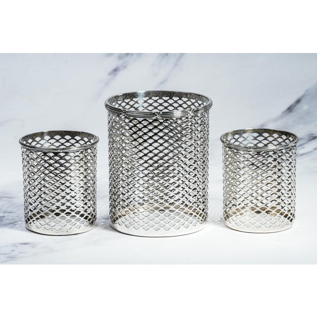 Glass Impressive 3 Piece Antique Crystal Sterling Silver Bottle Jar Vanity Dresser Set For Sale - Image 7 of 17