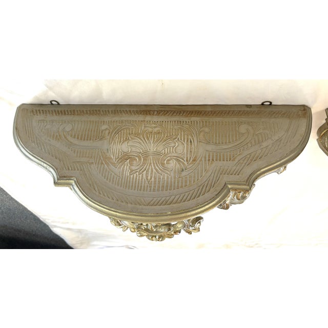 Vintage Hollywood Regency Style Wall Console Shelves- A Pair For Sale - Image 15 of 18