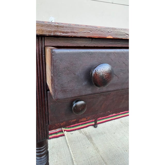 Thomas Sheraton A Fine Antique Pennsylvania Country Sheraton 2 Drawer Side Table, Circa 1820's For Sale - Image 4 of 12