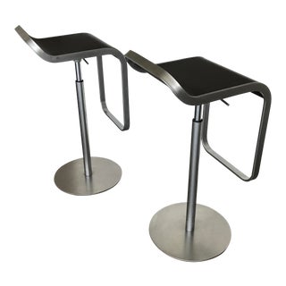 Dark Stained Oak Lem Piston Stools - A Pair For Sale