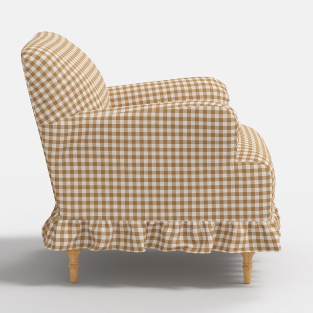 Spritely Home Elle Ruffle Slipcover Armchair in Classic Gingham Golden Ctl For Sale - Image 4 of 8
