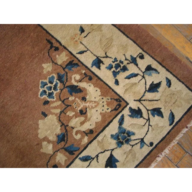 1930s Dusty Rose Medallion Antique Chinese Peking Carpet 6' X 8'8" Knotted Wool Rug For Sale In New York - Image 6 of 12