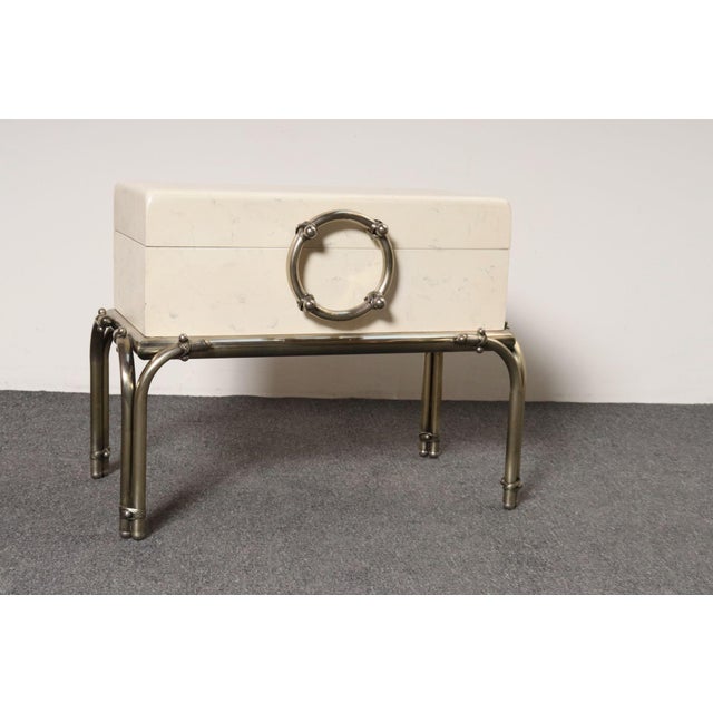 Vintage Karl Springer-Style Parchment Wrapped Trunk / Box on Nickel Plated Base For Sale - Image 16 of 18
