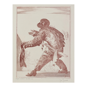Joseph Pecsenke Arlecchino Commedia Dell'arte Etching