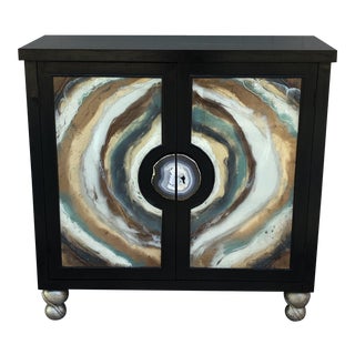 Cabinet With Agate Hardware and Resin Agate Look Doors For Sale