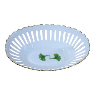 Vintage Porcelain Bowl With Ginkgo Leaves For Sale