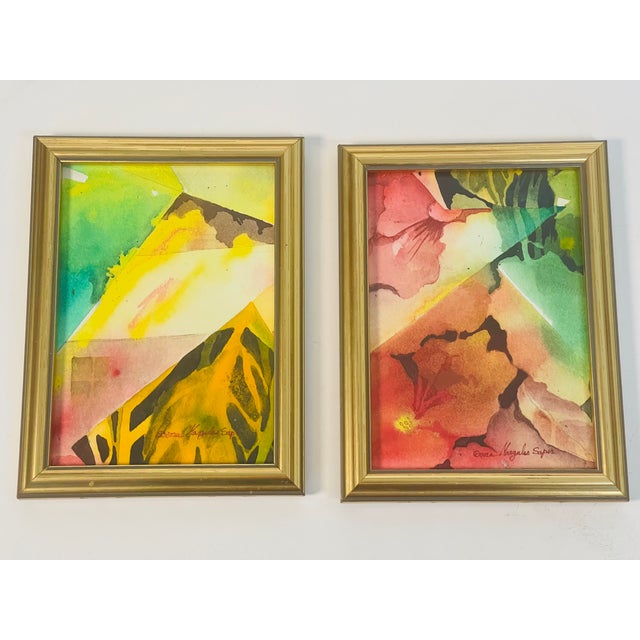 Abstract 1970s Triptych of Abstract Watercolors Dvora Margules Sapir For Sale - Image 3 of 8
