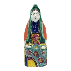 Antique 18th Century Chinese Porcelain Kwan Yin Figure in Famille Rose Palette
