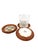 A charming set of four handcrafted coasters from Bat Trang, Vietnam, combining traditional Vietnamese ceramic artistry...